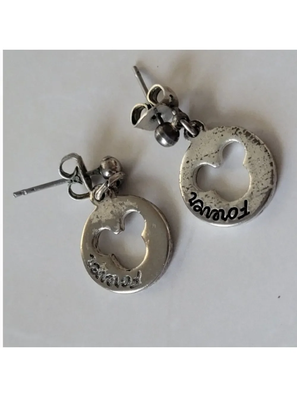 Disney Mickey Mouse Silvertone Dangle Earrings